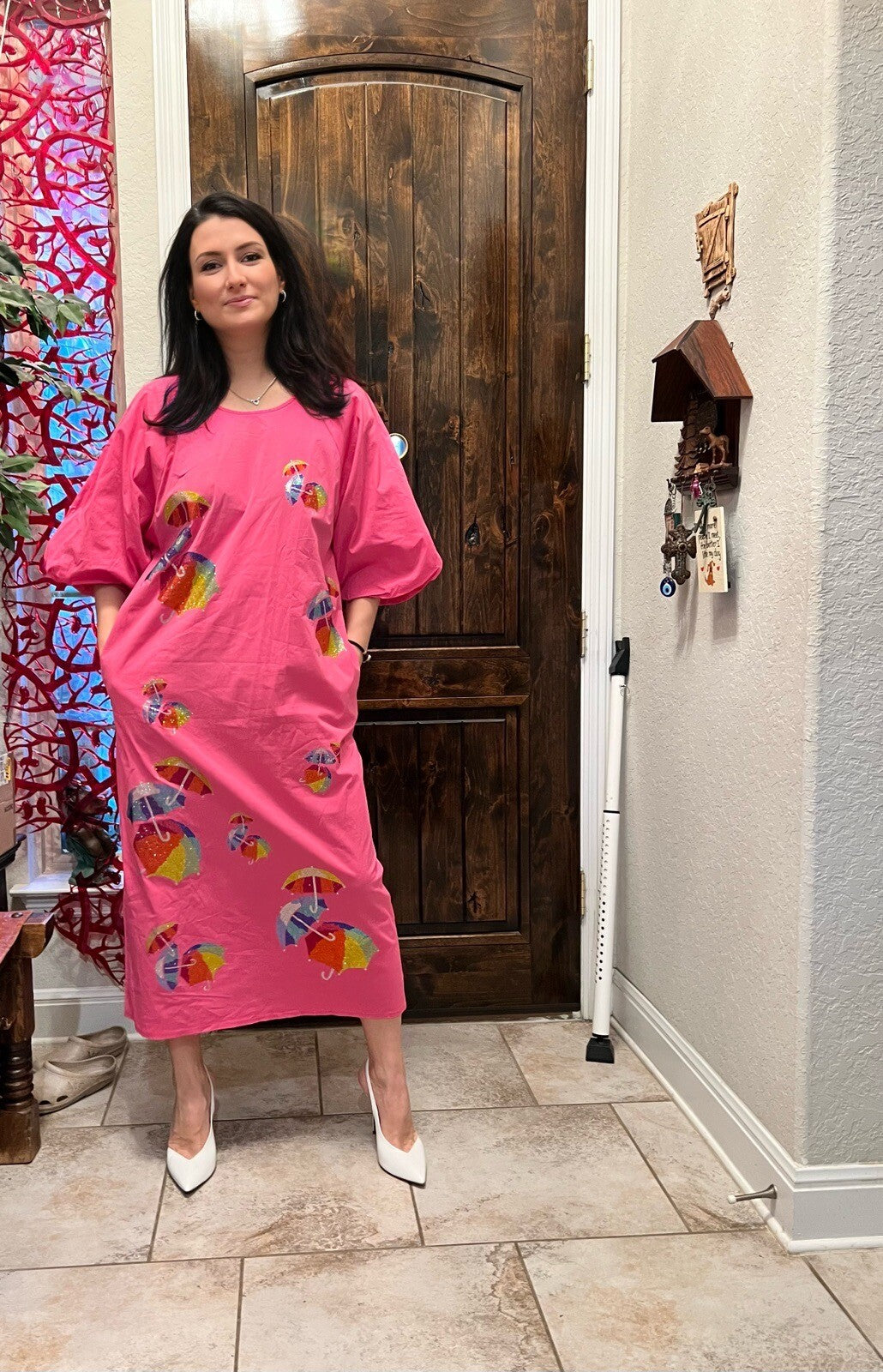 LaMaxx Pink Floral Oversized Dress Sz 12/42 Plus Size Made In Turkey