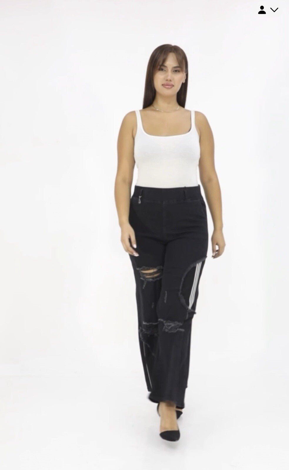 Zanessi Distressed Wide-Leg Jeans Sz 22/56, Made In Turkey