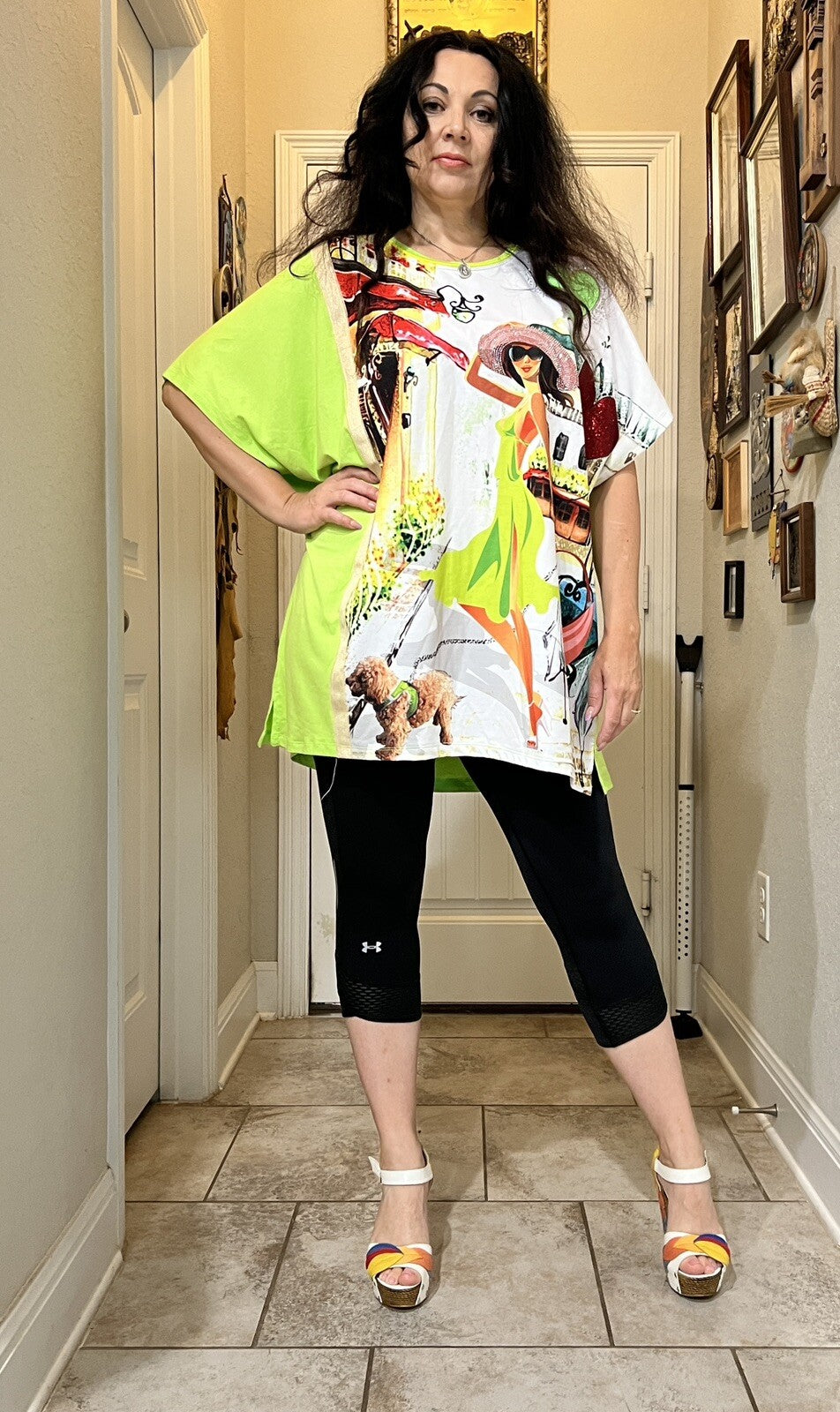 LaVelina Lime Green Graphic Oversized Top Sz 3XL Made In Turkey