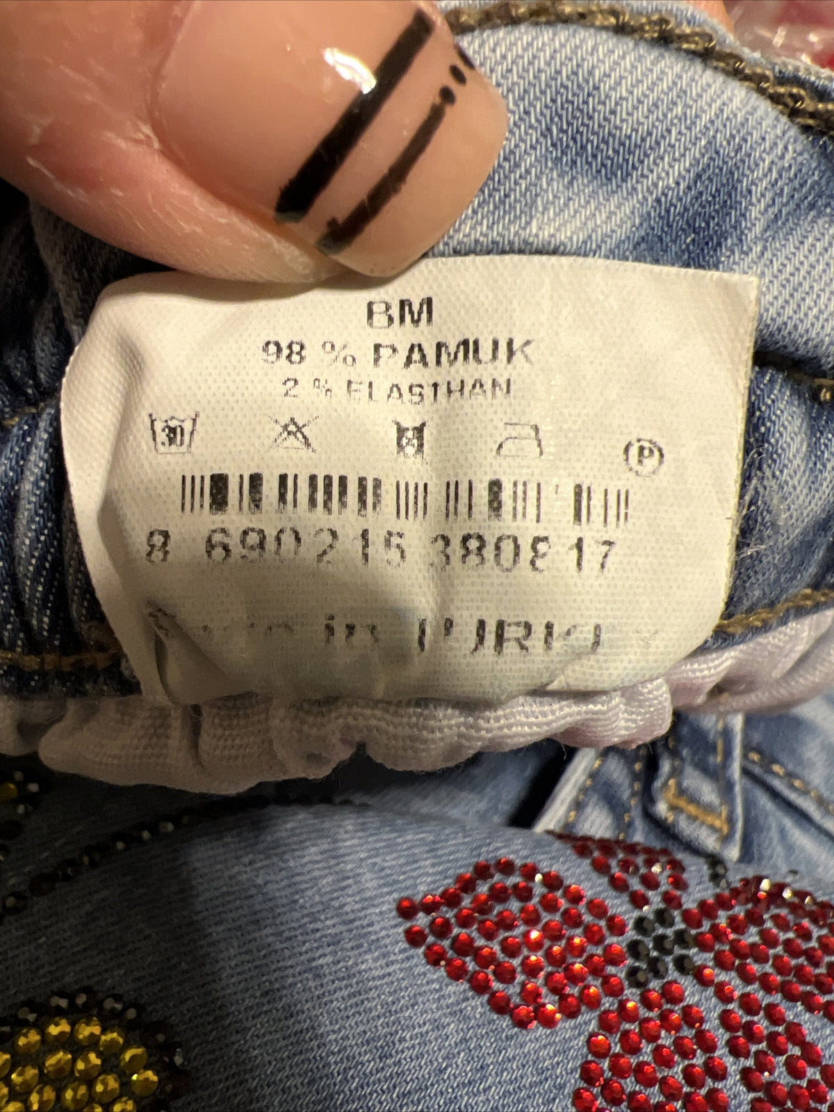Zanessi Floral Ripped Jeans Sz 22/54 Distressed Embroidered Turkey