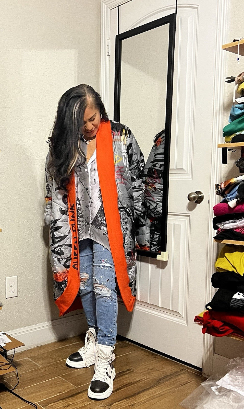 Edgy Punk Queen Coat XL Quilted Streetwear Made in Turkey