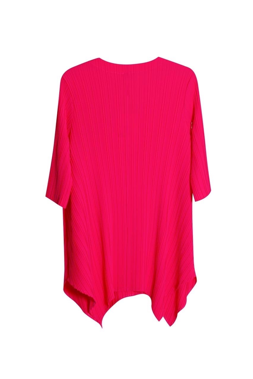 Darkwin Hot Pink 2 Pcs Pleated Suit, Asymmetrical Top & Pants, Sz XXL, Turkey