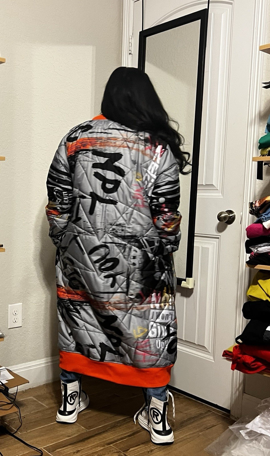 Edgy Punk Queen Coat XL Quilted Streetwear Made in Turkey
