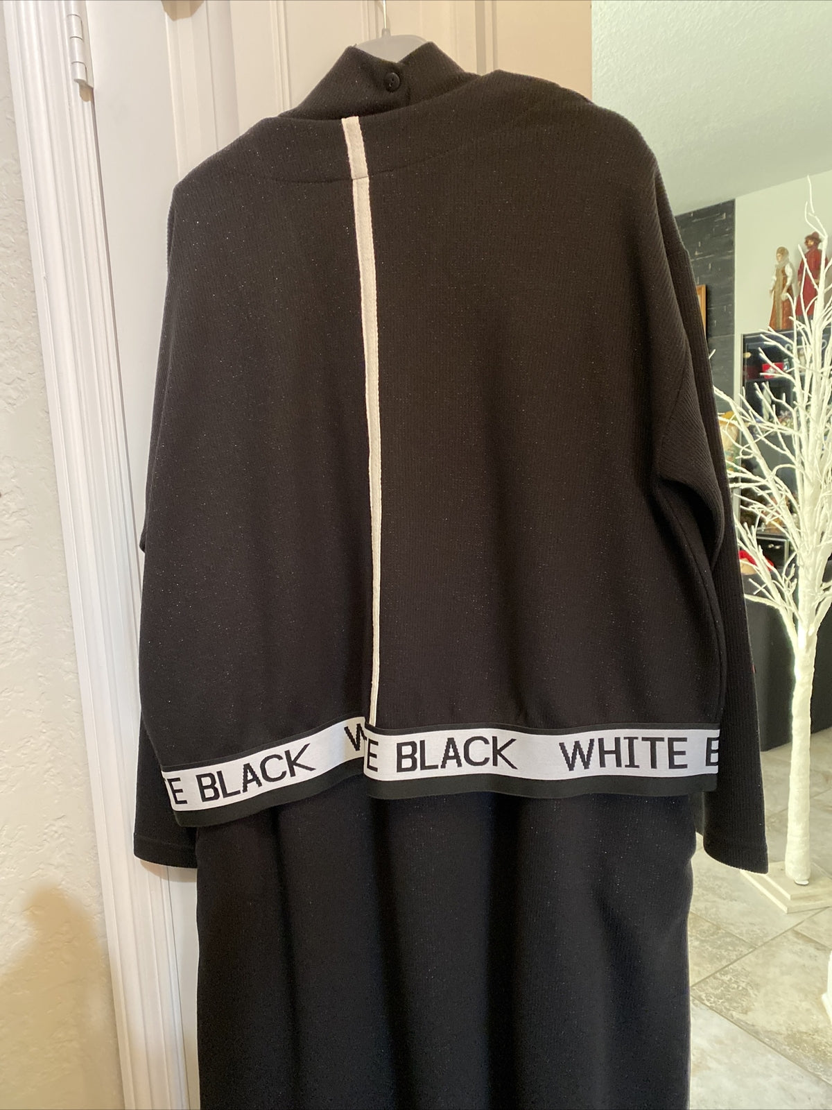 Darkwin 2 Pcs Suit, Black Dress & Jacket “White Black”, Sz 20/2, Made In Turkey