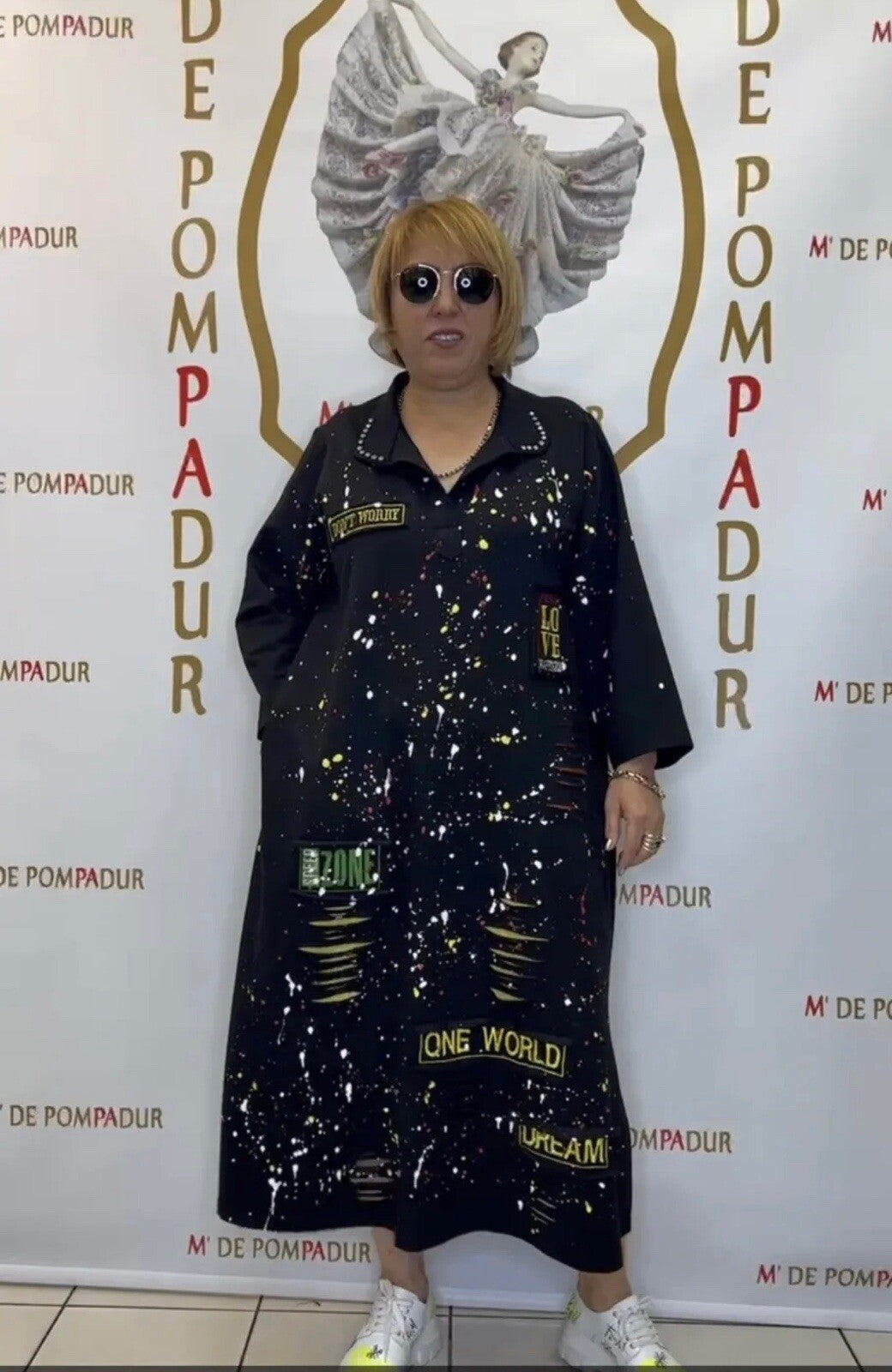 M’De Pompadur Splatter Art Dress Sz 24/5 Made in Turkey