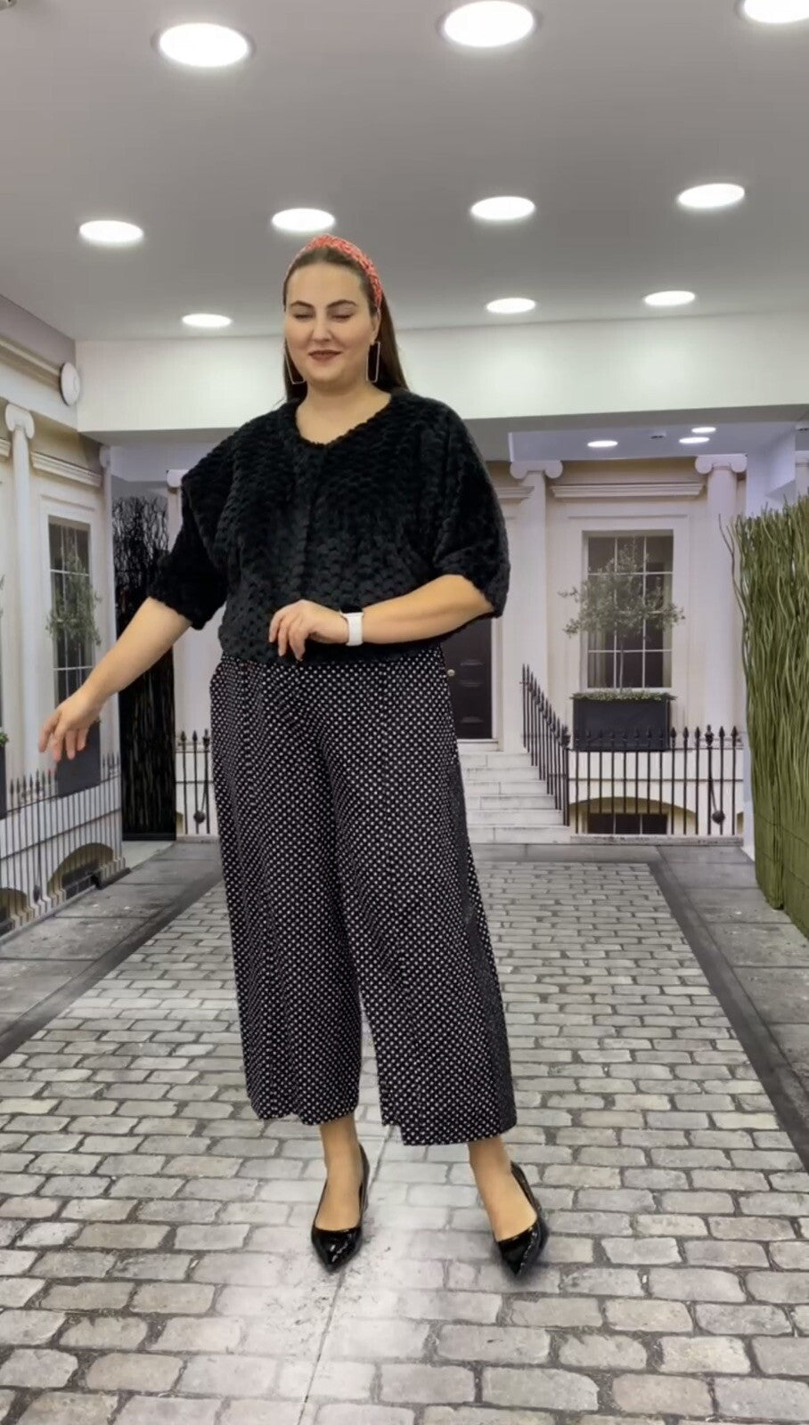 Darkwin Wide Leg Polka Dot Pants Sz 18, Made In Turkey