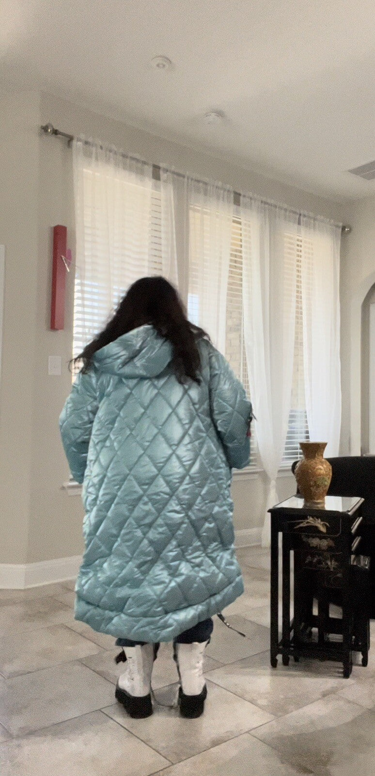 Darkwin Metallic Blue Quilted Coat Sz 18/1 – Turkey Design