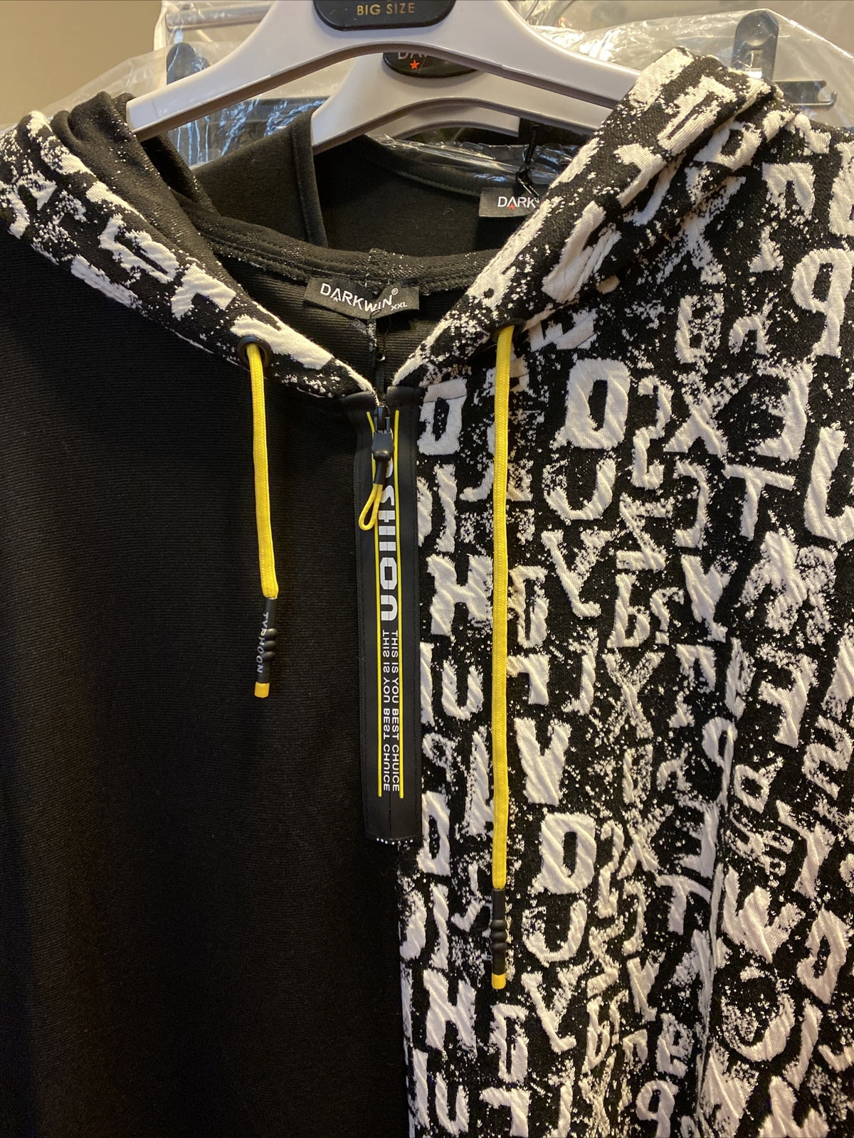 Darkwin Kaftan Dress Hoodie Style Sz 2XL Black White Made In Turkey