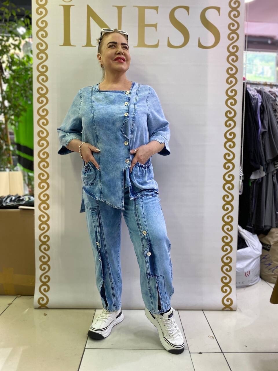 RitaFinks 2 PCs Suit Sz 20/54 Light Denim Look Made In Turkey
