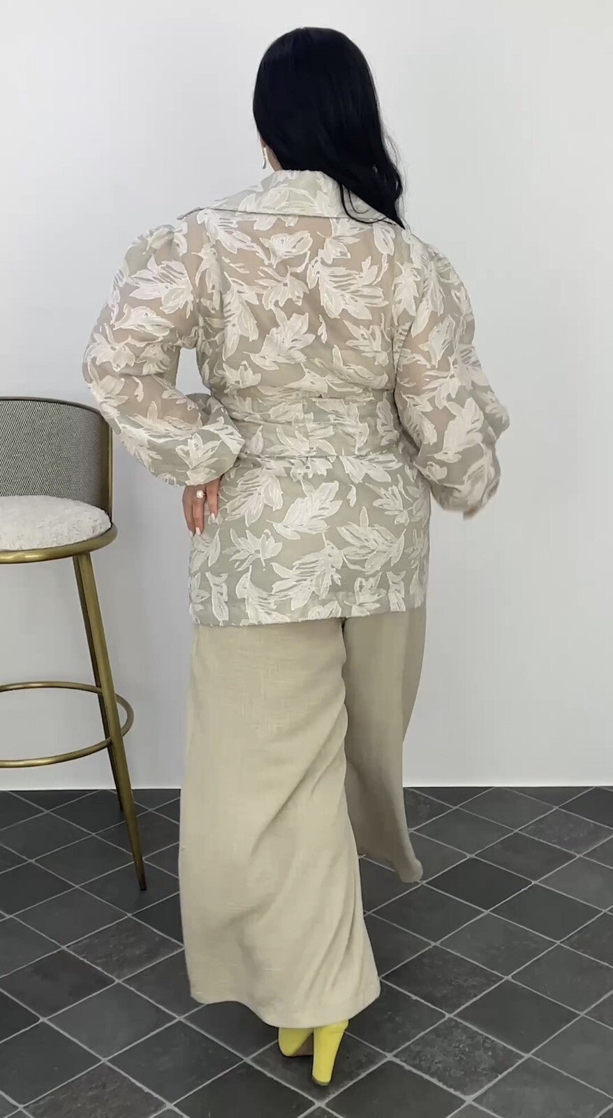Darkwin 2 Pcs Suit, Belted Floral Top & Pants, Sz 20/2, Made In Turkey