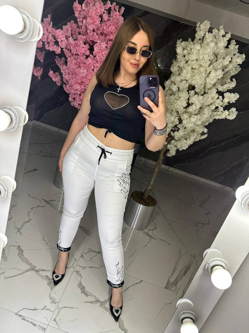 LaMaxx White Pants Sz 10/46 LOVE Trim Sporty Chic Made In Turkey