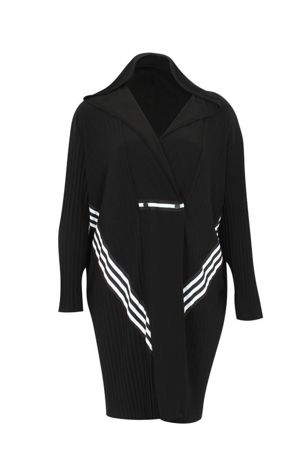 Darkwin Black White Hooded Cardigan XL Street Style Oversized Turkey
