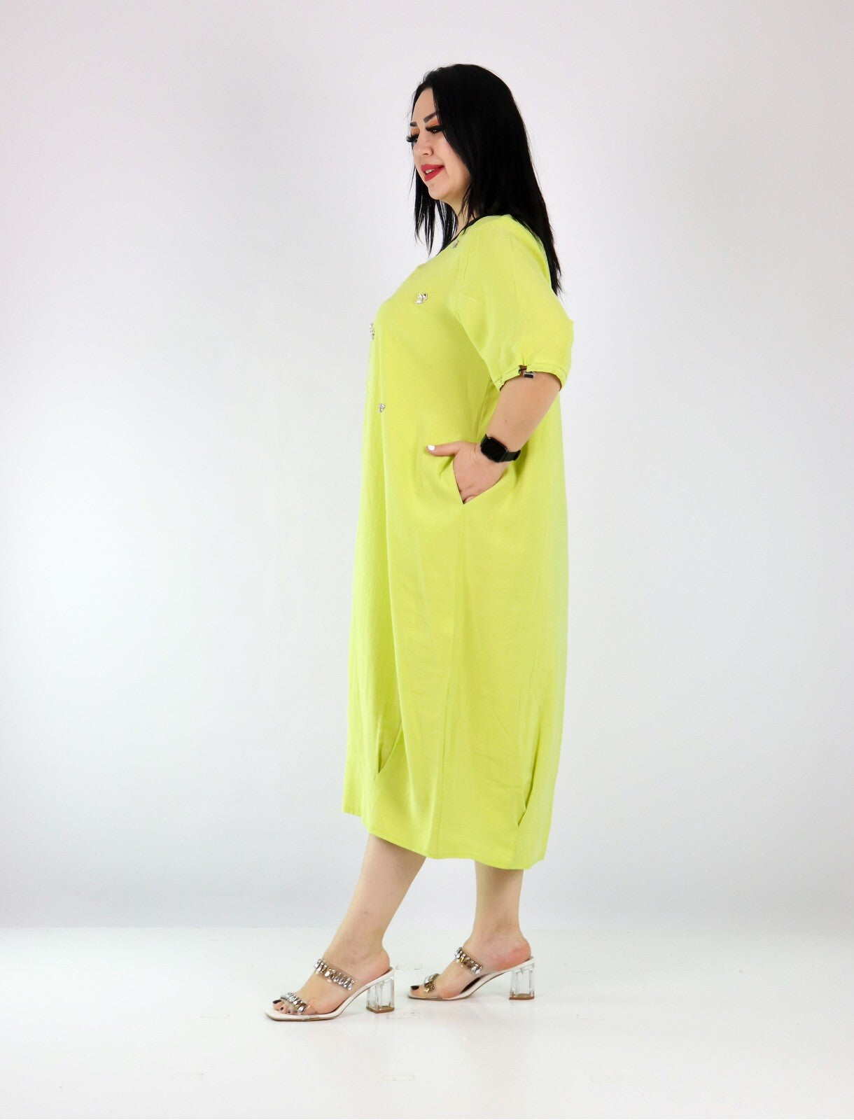 Darkwin Lime Zipper Dress, Sz 18-20/1 Made in Turkey