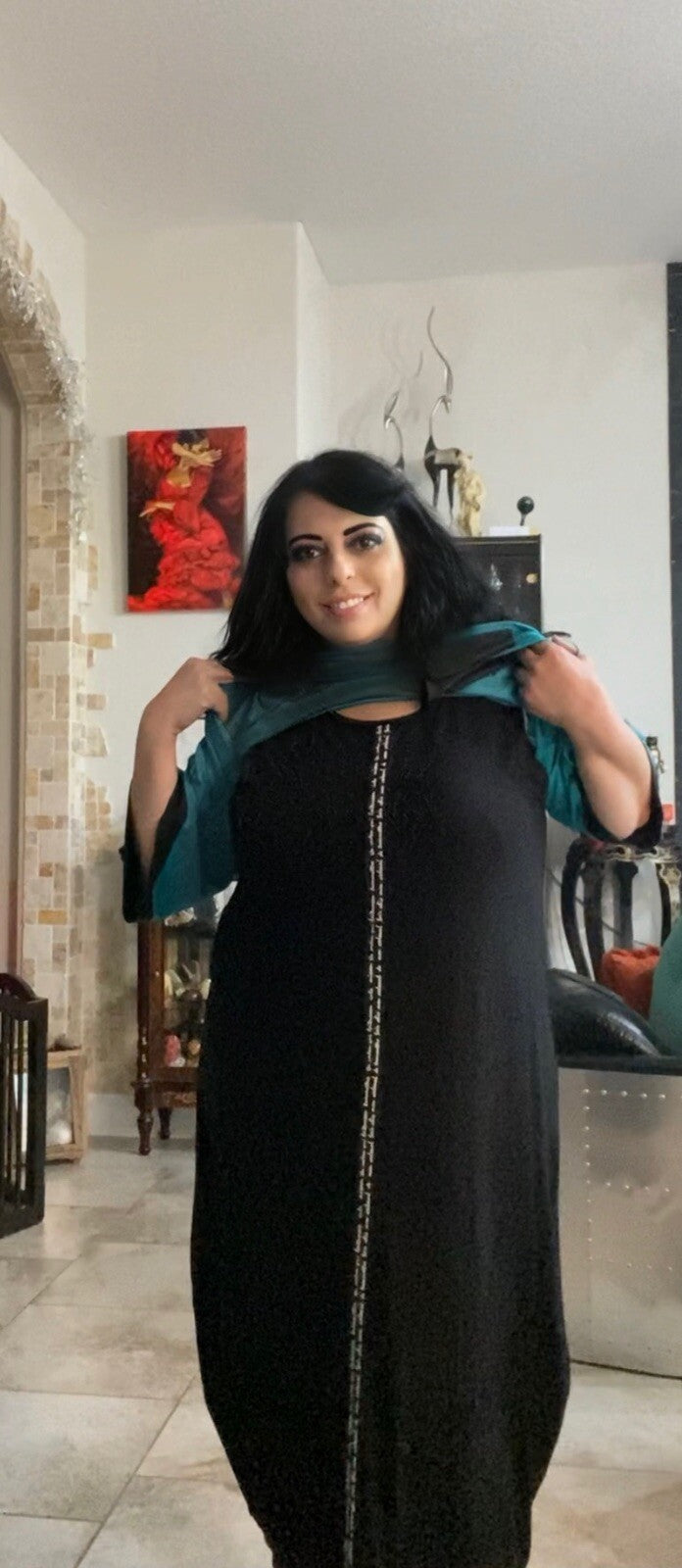 Maxlive Black Dress w/ Blue Top 2 Pcs Suit Sz 3XL Made In Turkey