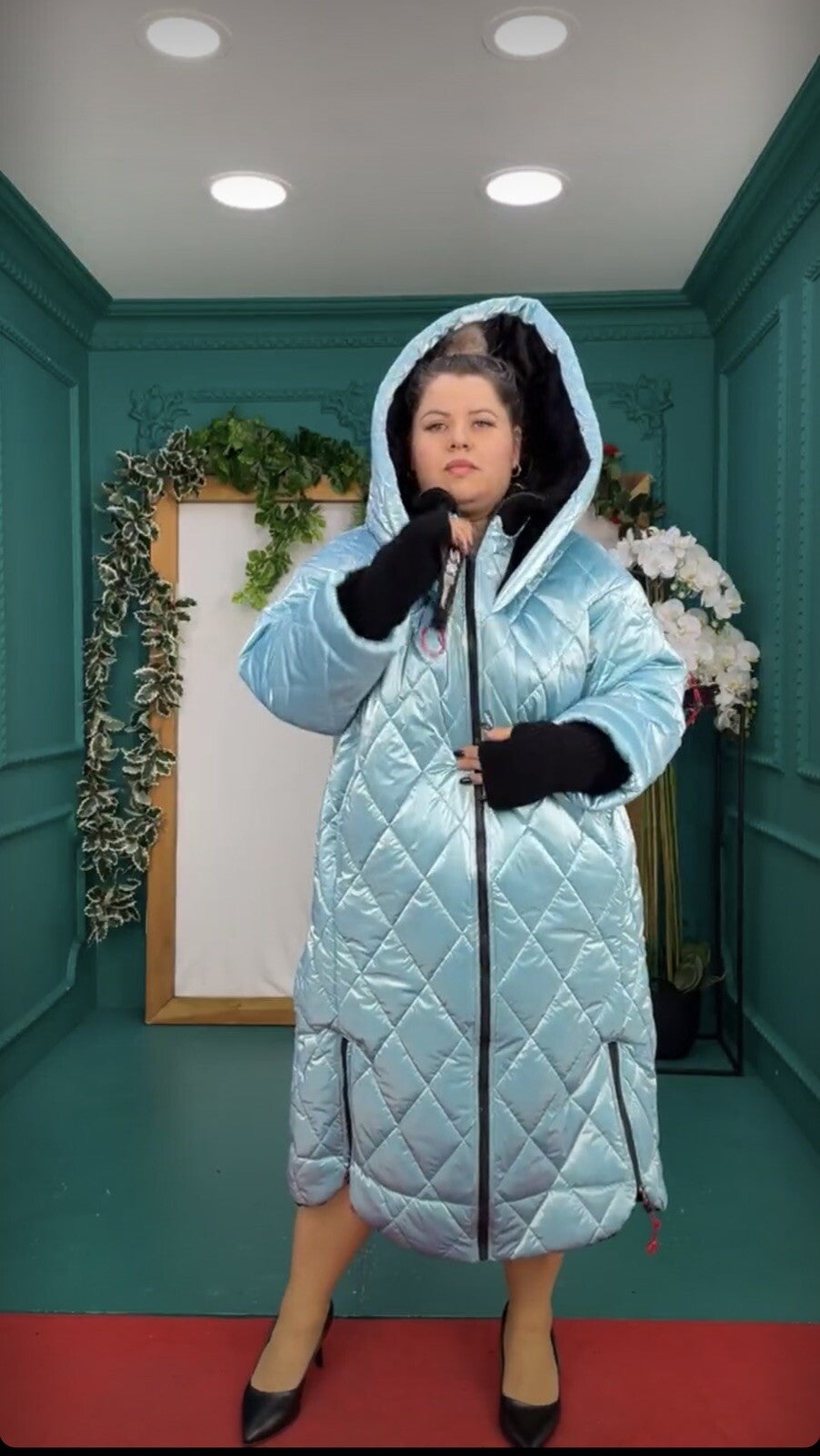 Darkwin Metallic Blue Quilted Coat Sz 18/1 – Turkey Design