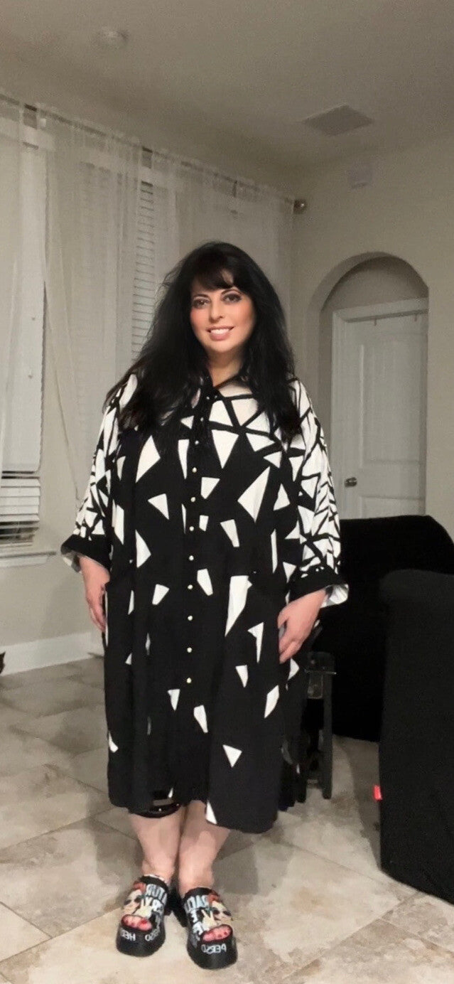 SALE!!! M’De Pompadour Geometric Oversized Dress Sz 18-24, Turkey