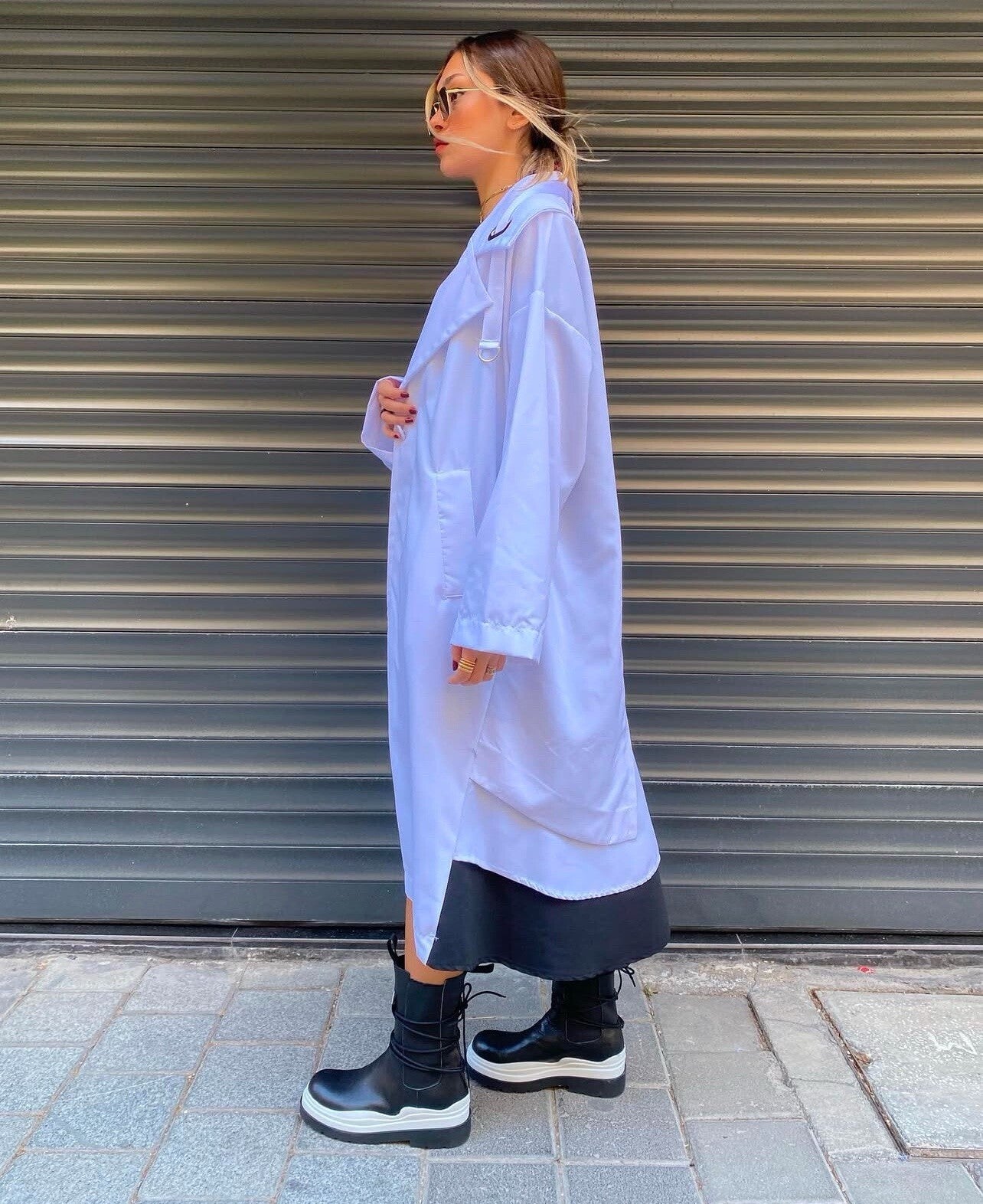 H4 Oversize Jacket Coat Sz 14/36 White Modern Streetwear Made in Turkey