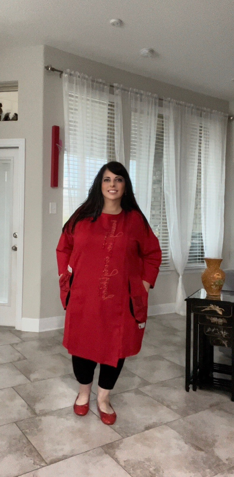 LaMaxx Red Oversize Tunic Dress Sz 20/48 Made In Turkey