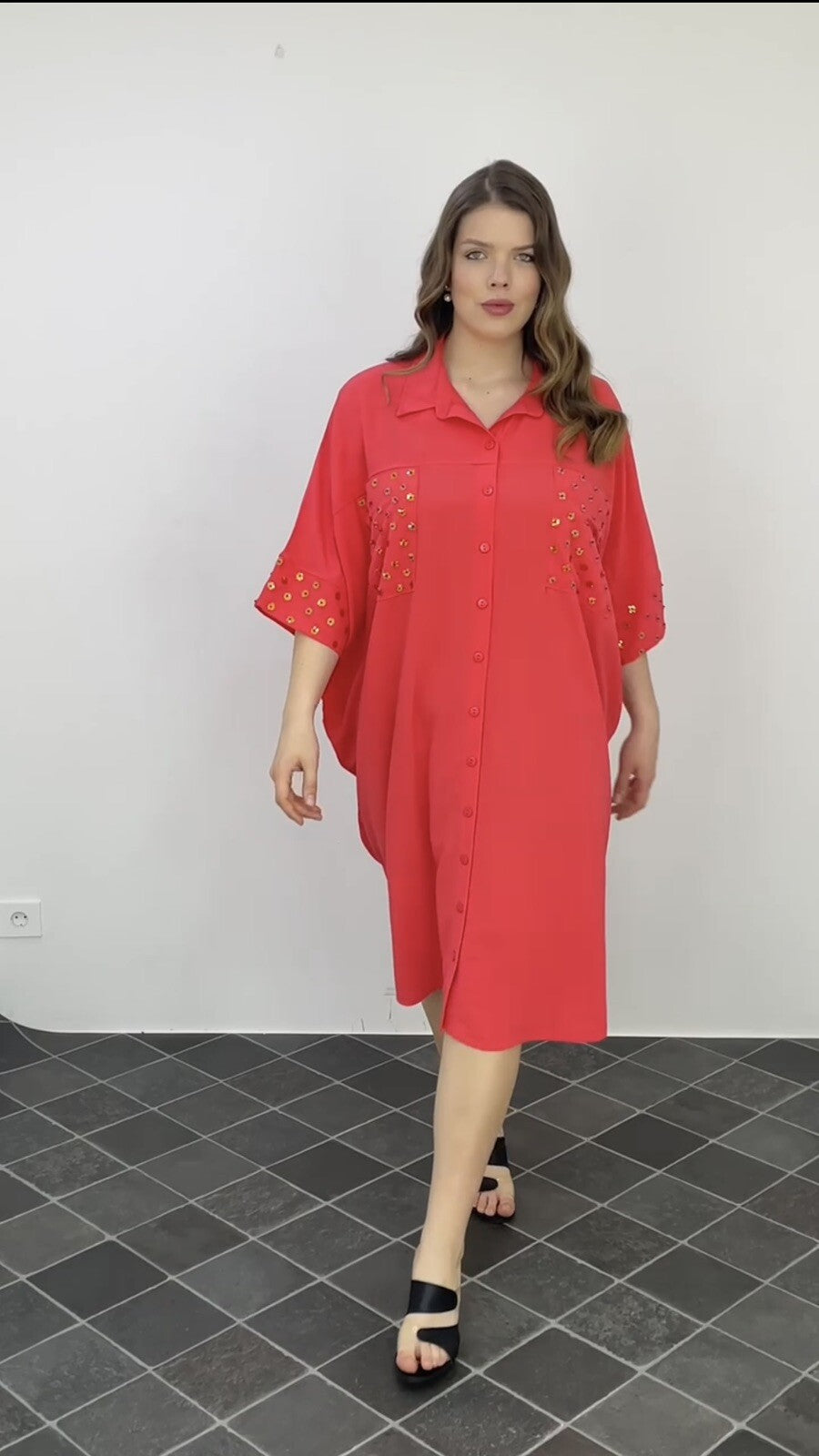 Darkwin Coral Oversized Dress Sz 24/1 Made in Turkey