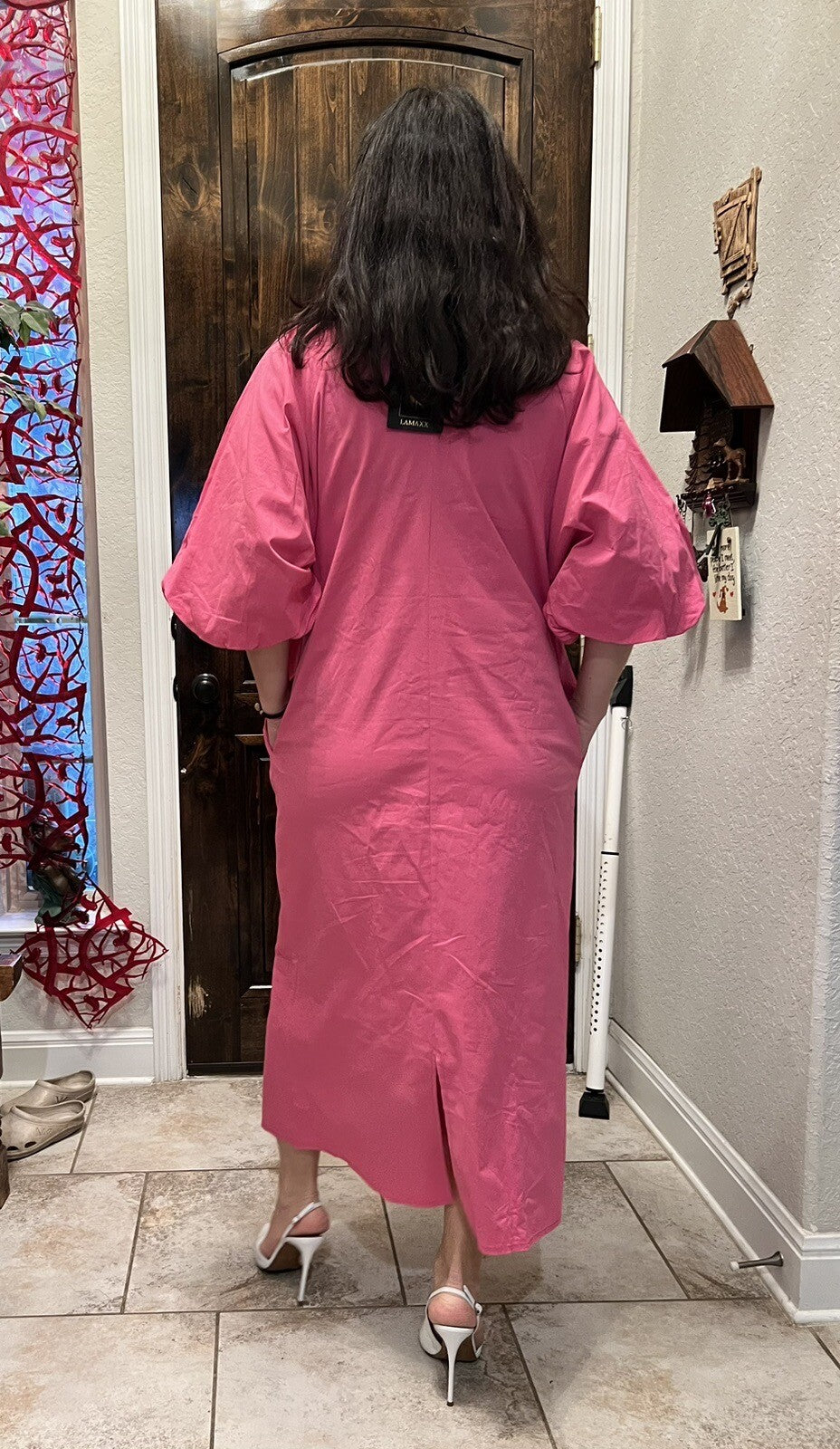 LaMaxx Pink Floral Oversized Dress Sz 12/42 Plus Size Made In Turkey