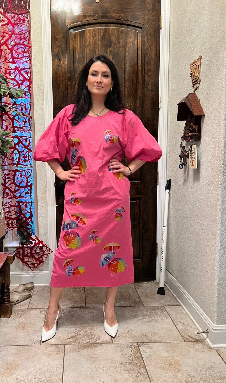 LaMaxx Pink Floral Oversized Dress Sz 12/42 Plus Size Made In Turkey