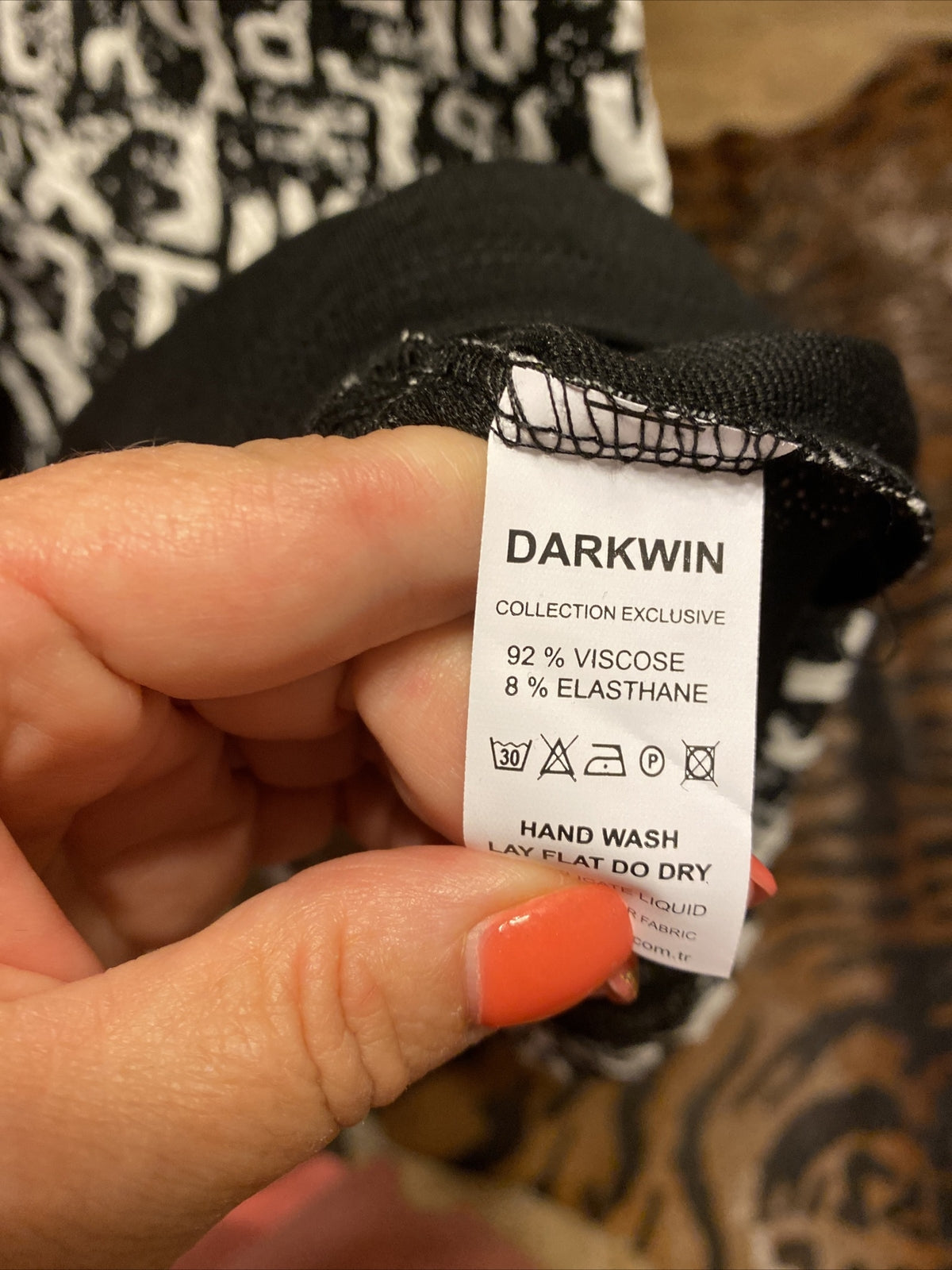 Darkwin Kaftan Dress Hoodie Style Sz 2XL Black White Made In Turkey