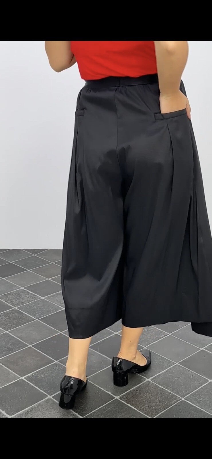 Darkwin Palazzo Pants Sz 20/2 Black Satin Wide Leg Made In Turkey