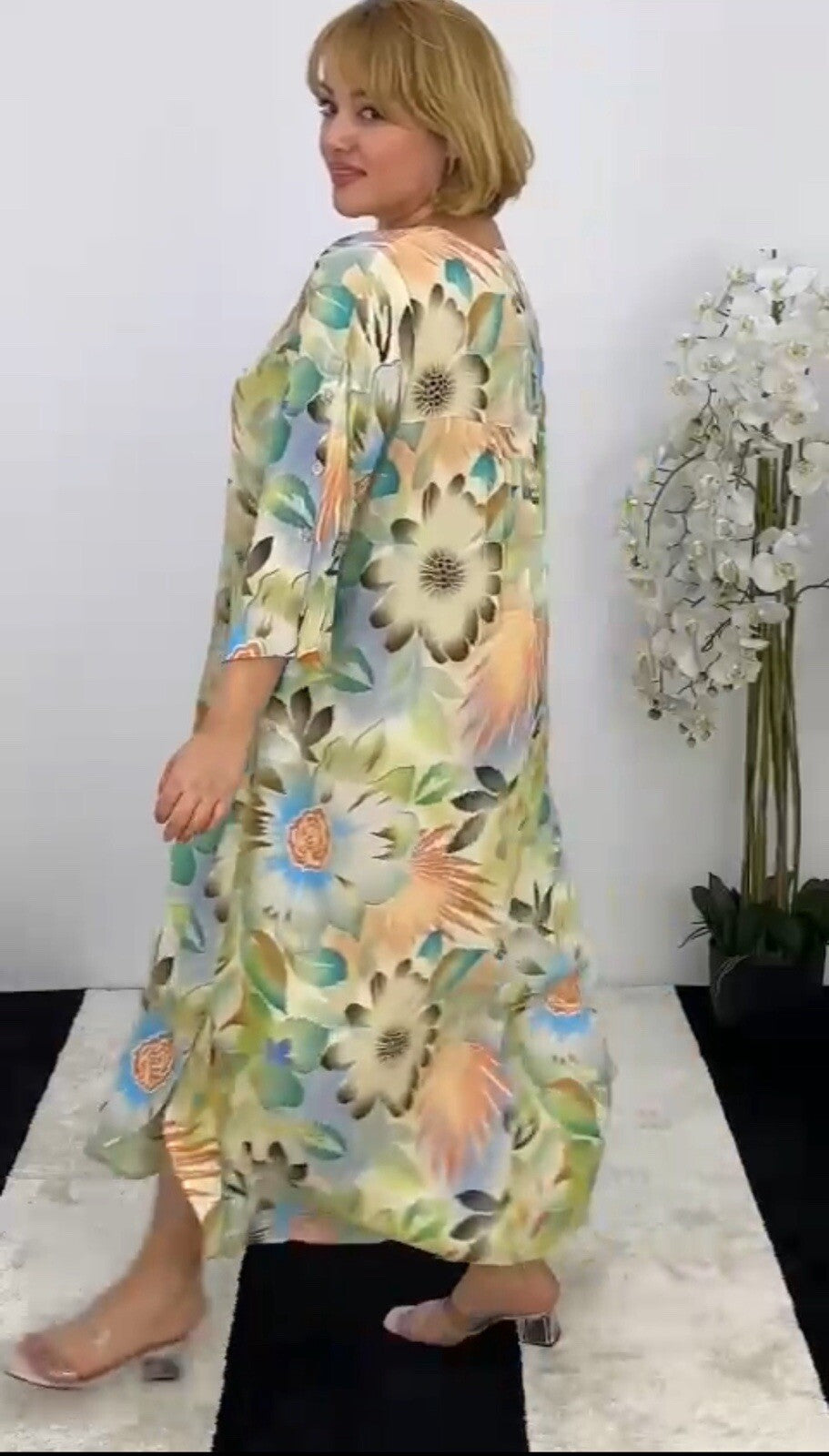 Darkwin Colorful Boho Floral Dress Sz 24/2 Made in Turkey
