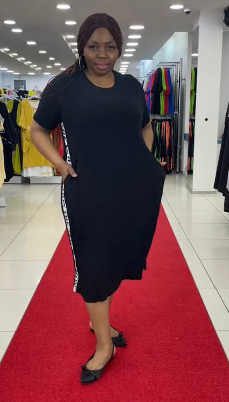 Darkwin Sport Chic Black Dress Sz XXL(18) Made In Turkey