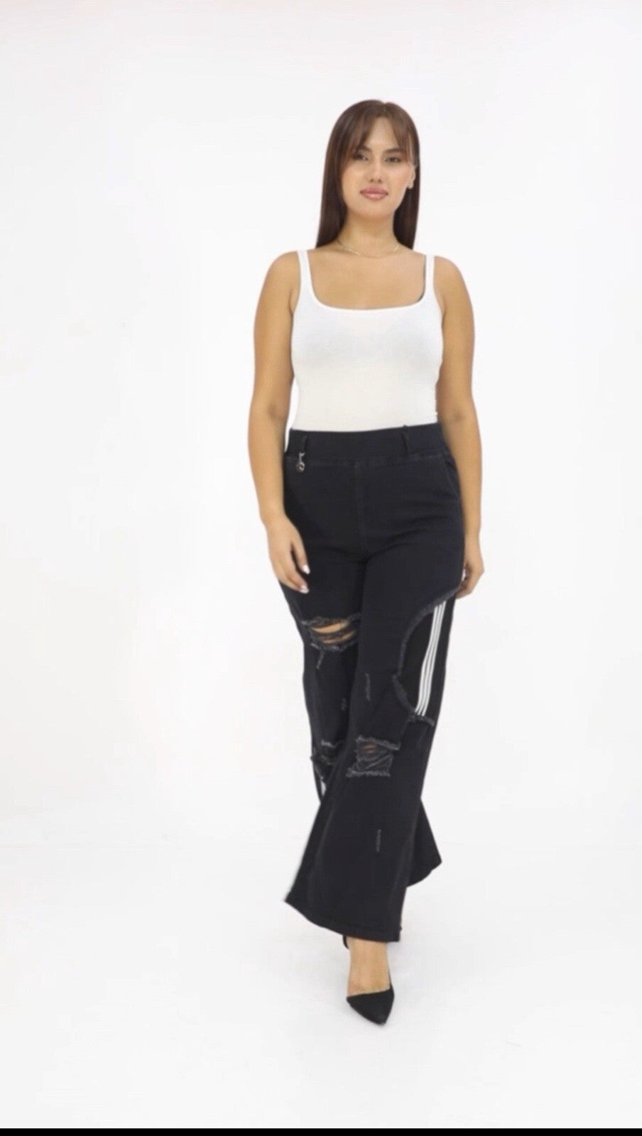 Zanessi Distressed Wide-Leg Jeans Sz 22/56, Made In Turkey