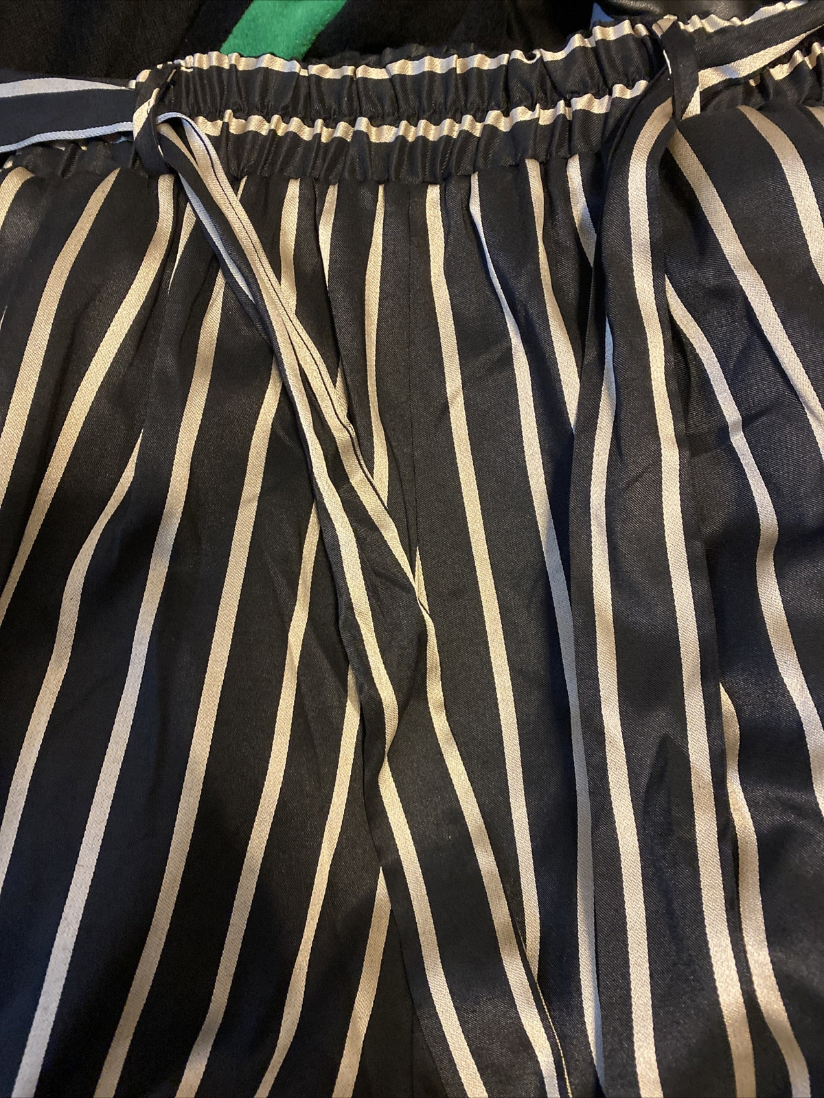 Darkwin Palazzo Pants Sz 20/2 Black White Stripe Tie Waist Made In Turkey