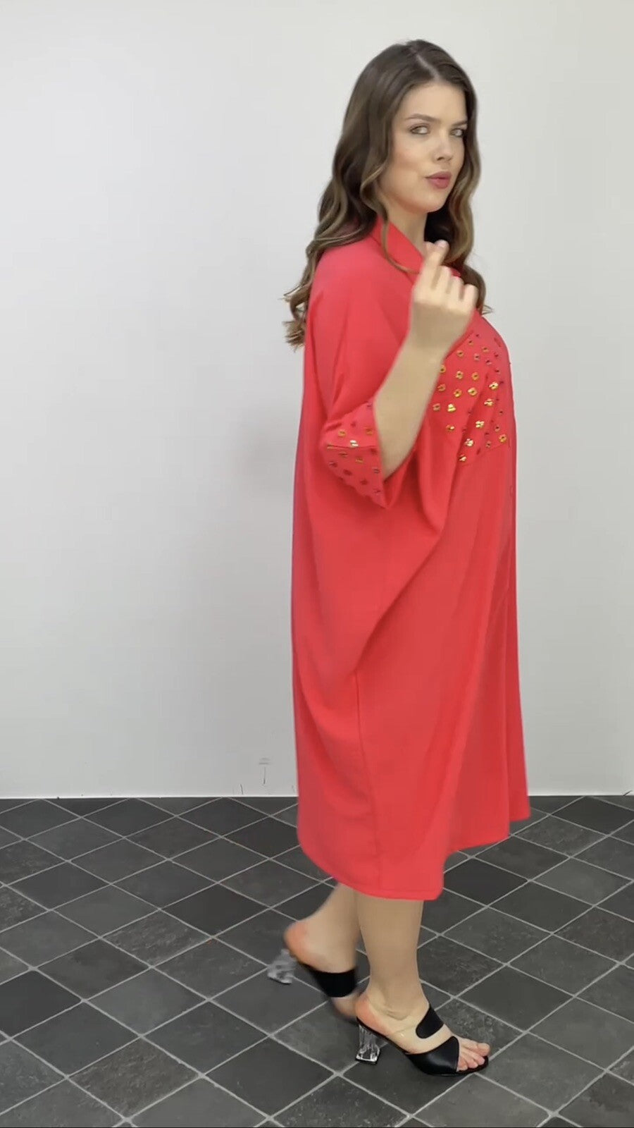 Darkwin Coral Oversized Dress Sz 24/1 Made in Turkey