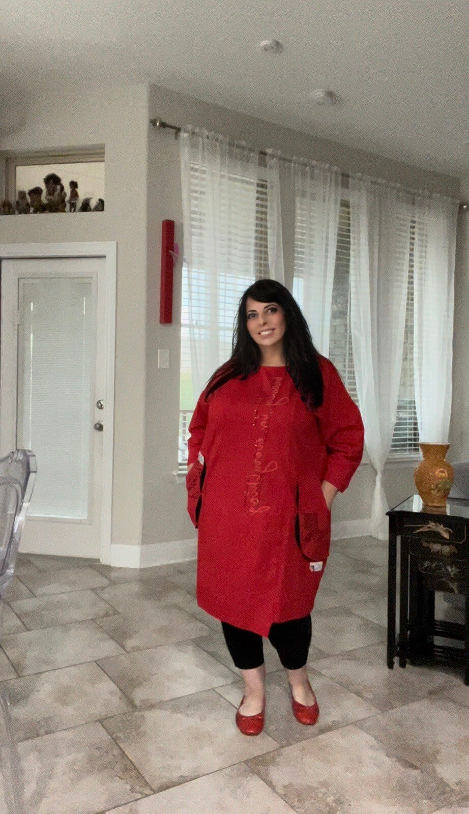 LaMaxx Red Oversize Tunic Dress Sz 20/48 Made In Turkey
