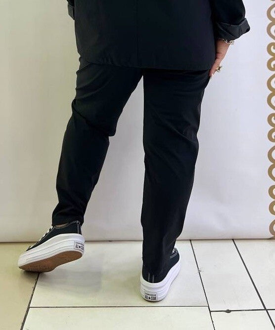 Selly Black Pants w/ Zippers Sz 22/54 Stretch Fit Made In Turkey