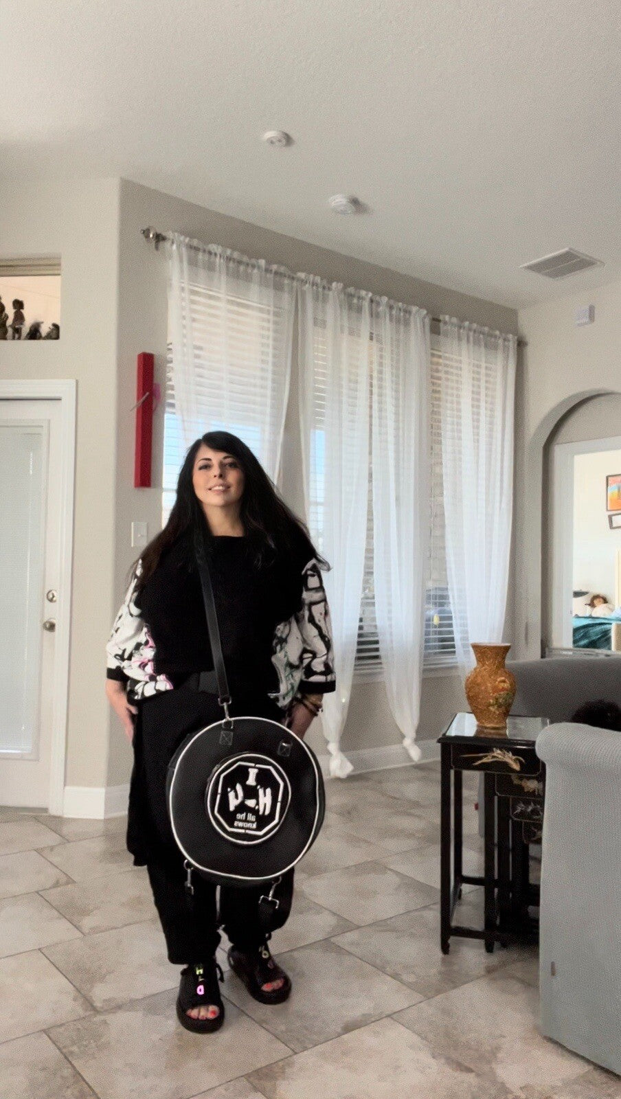 MyLifess Oversized Top Paint Splash Pockets Black White Art Sz 22/2 Made Turkey