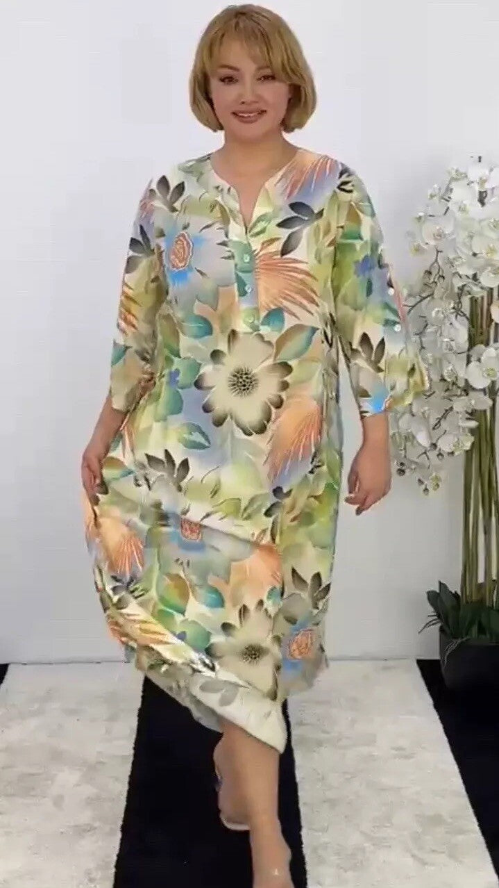 Darkwin Colorful Boho Floral Dress Sz 24/2 Made in Turkey