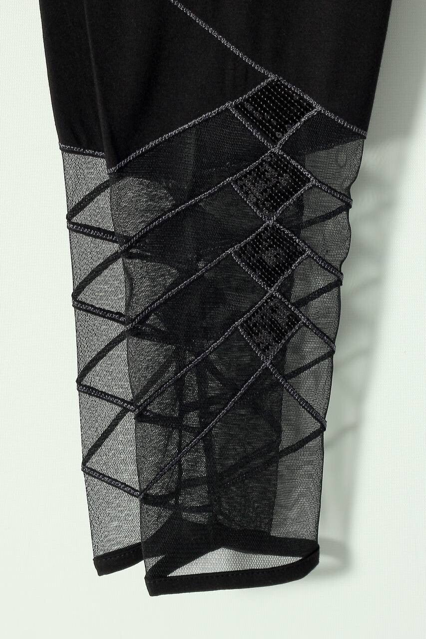 Darkwin Black Mesh Detail Leggings Sz 20/3 Made in Turkey