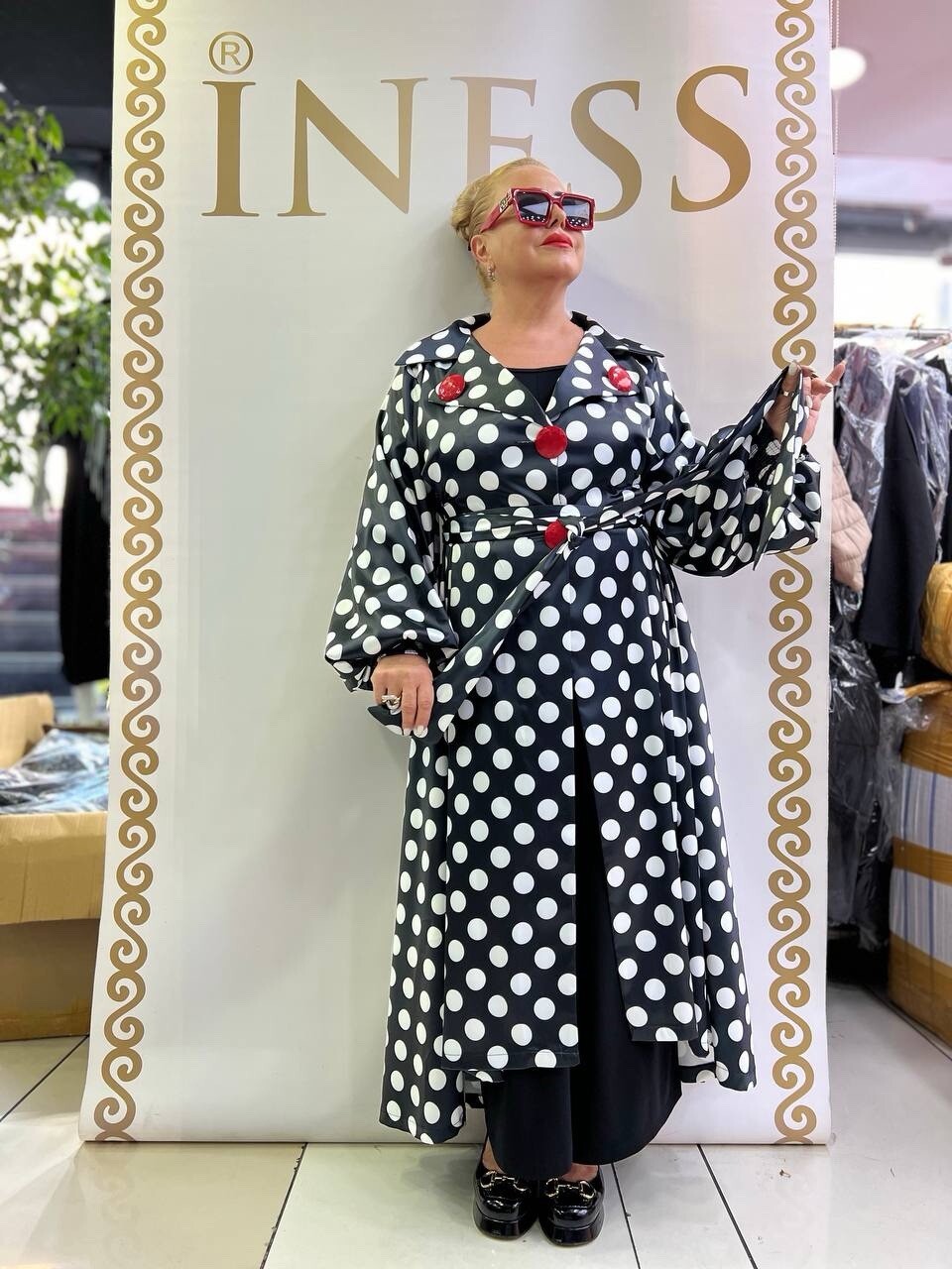 Carrillo 2 Pc Black Polka Dot Dress Set Sz 18/50 Plus Size Made In Turkey