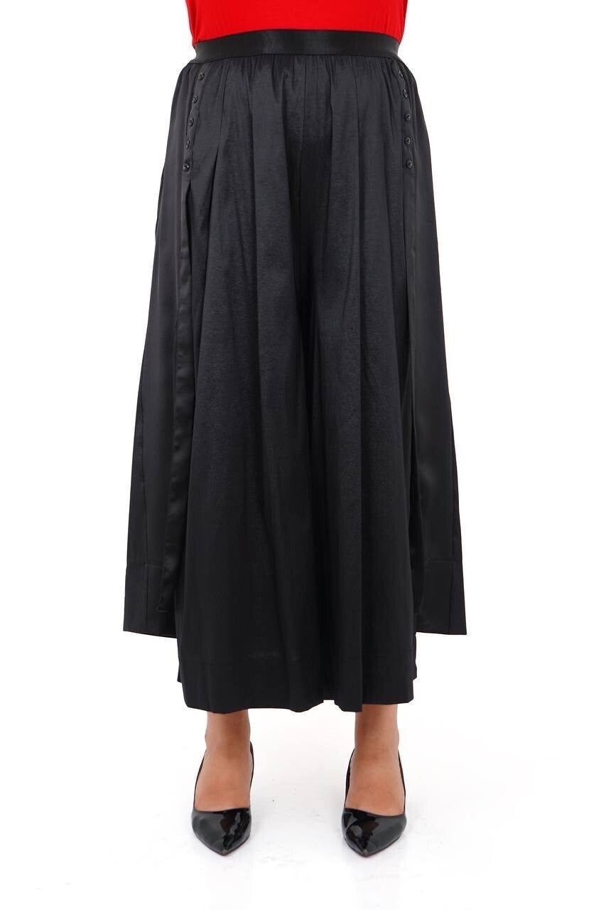Darkwin Palazzo Pants Sz 20/2 Black Satin Wide Leg Made In Turkey