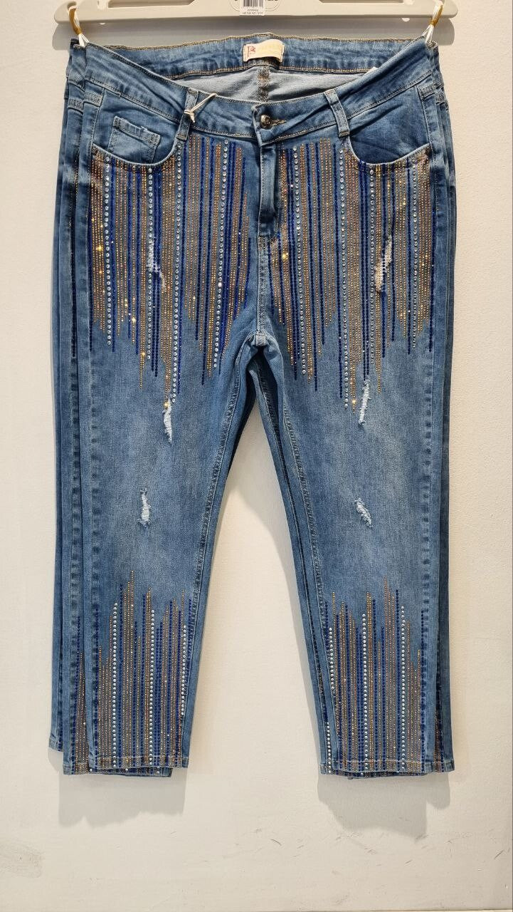 Presenta Women’s Jean Suit Sz 16/48 Made in Turkey Jacket & Pants Set