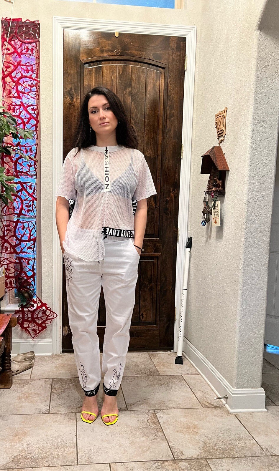 LaMaxx White Pants Sz 10/46 LOVE Trim Sporty Chic Made In Turkey