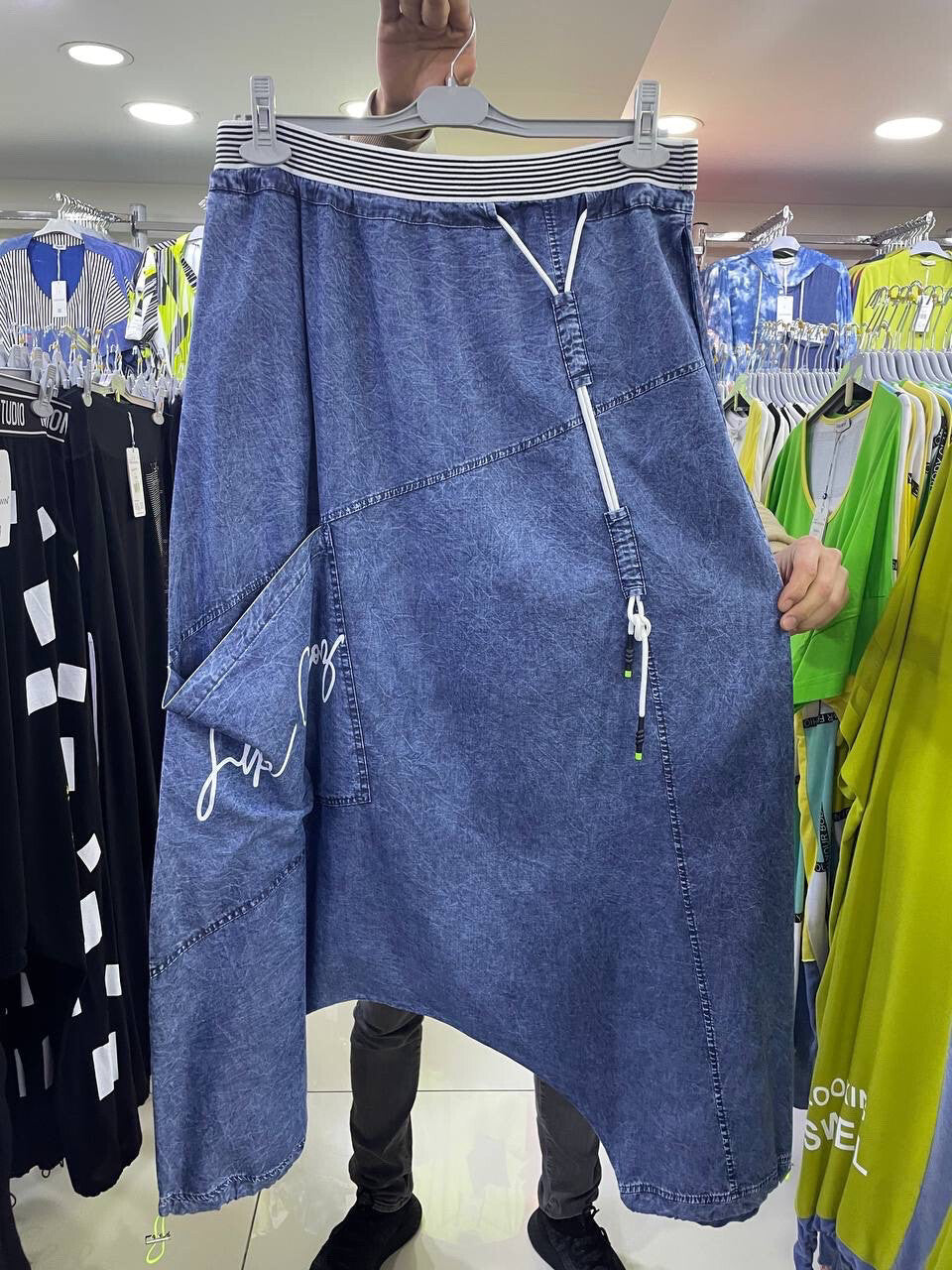 Darkwin Asymmetrical Denim Harem Pants Sz 2XL Made In Turkey