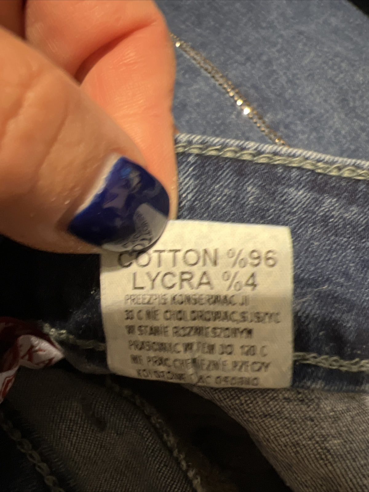 BI & KA Rhinestone Jeans Sz 20/54 Blue Slim Fit Frayed Hem Made In Turkey