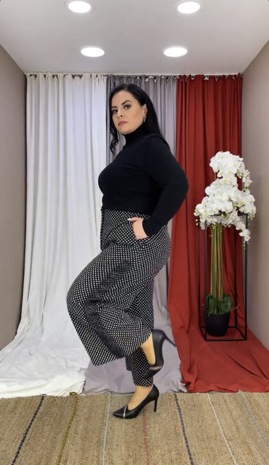 Darkwin Wide Leg Polka Dot Pants Sz 18, Made In Turkey