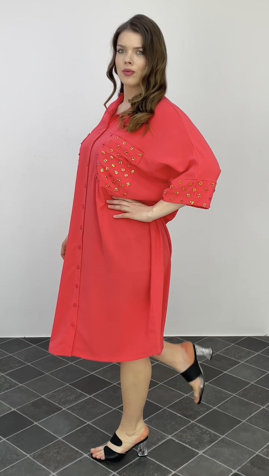 Darkwin Coral Oversized Dress Sz 24/1 Made in Turkey