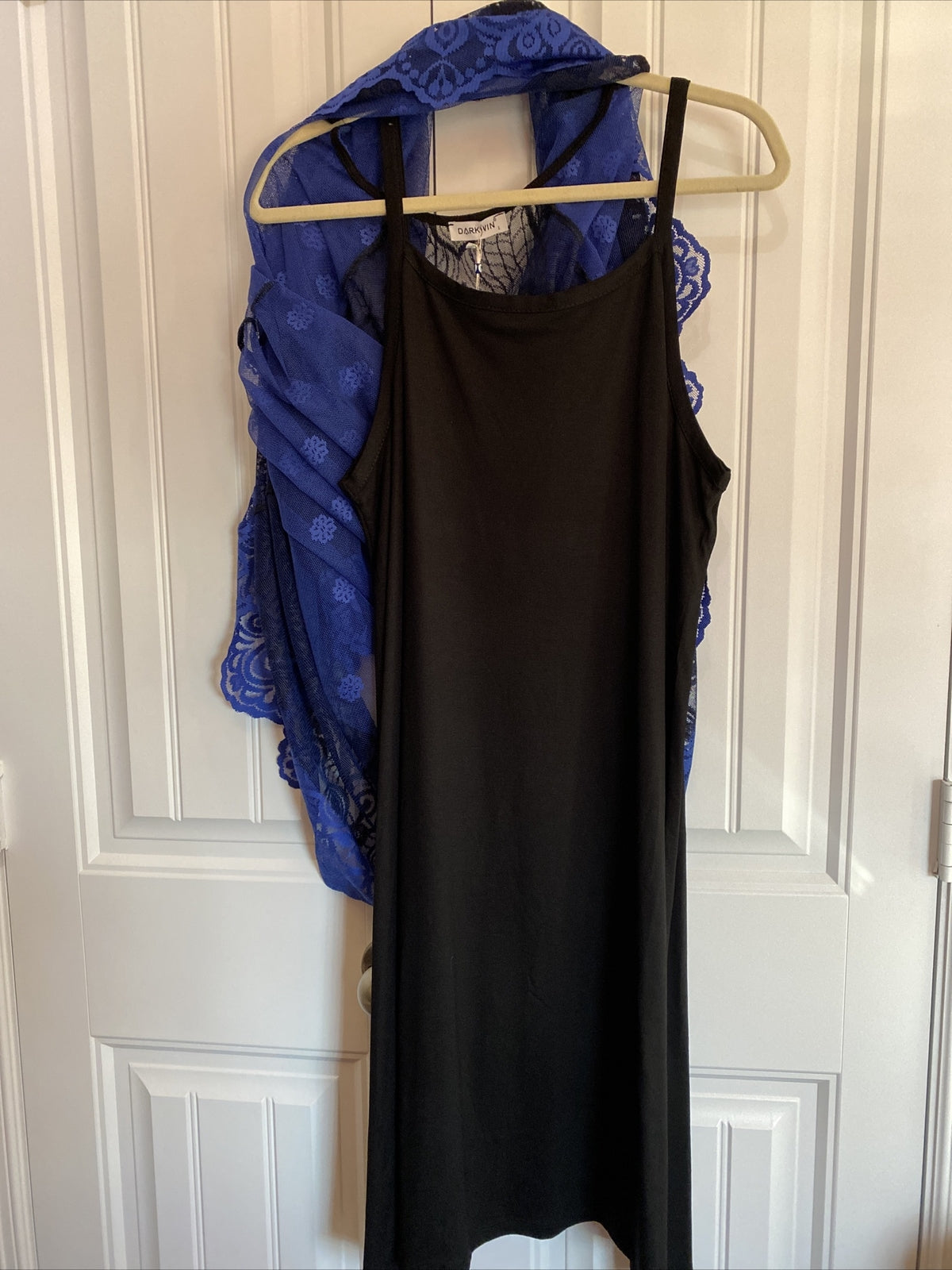 Darkwin Chic Royal Blue Mesh Lace 2 Pcs Dress Sz 18 Made In Turkey