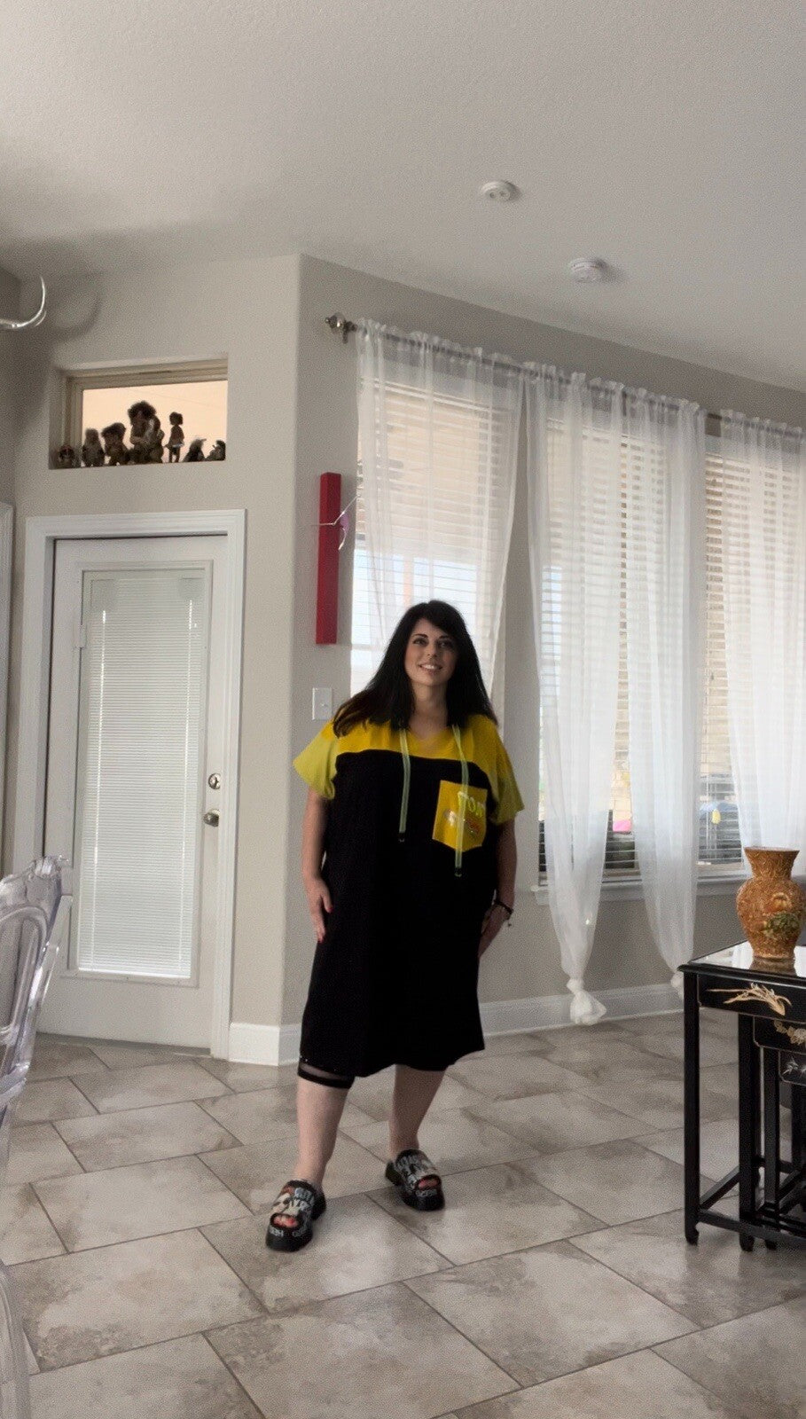 Darkwin Oversized Color Block Dress Sz 20/2 Black Yellow Made in Turkey
