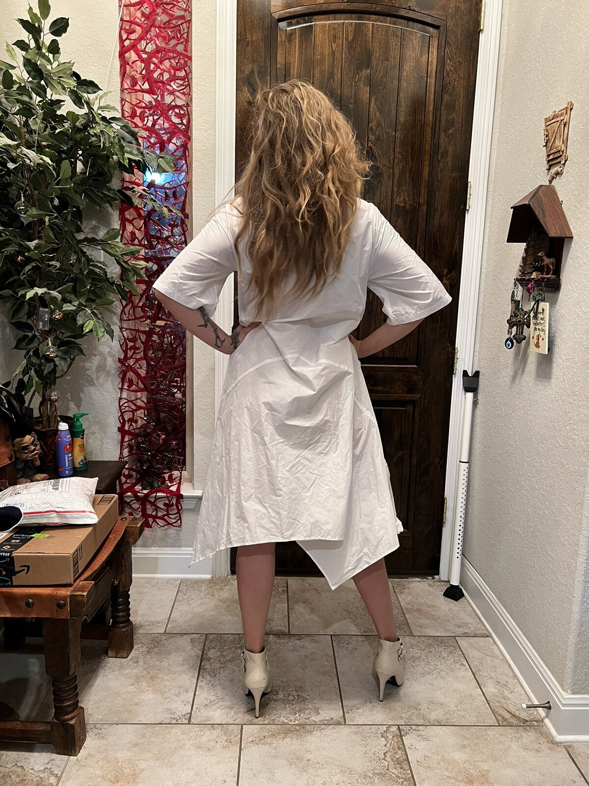 SALE!!!! Dolares Plus Asymmetrical Dress, Sz 16 White, Made in Turkey