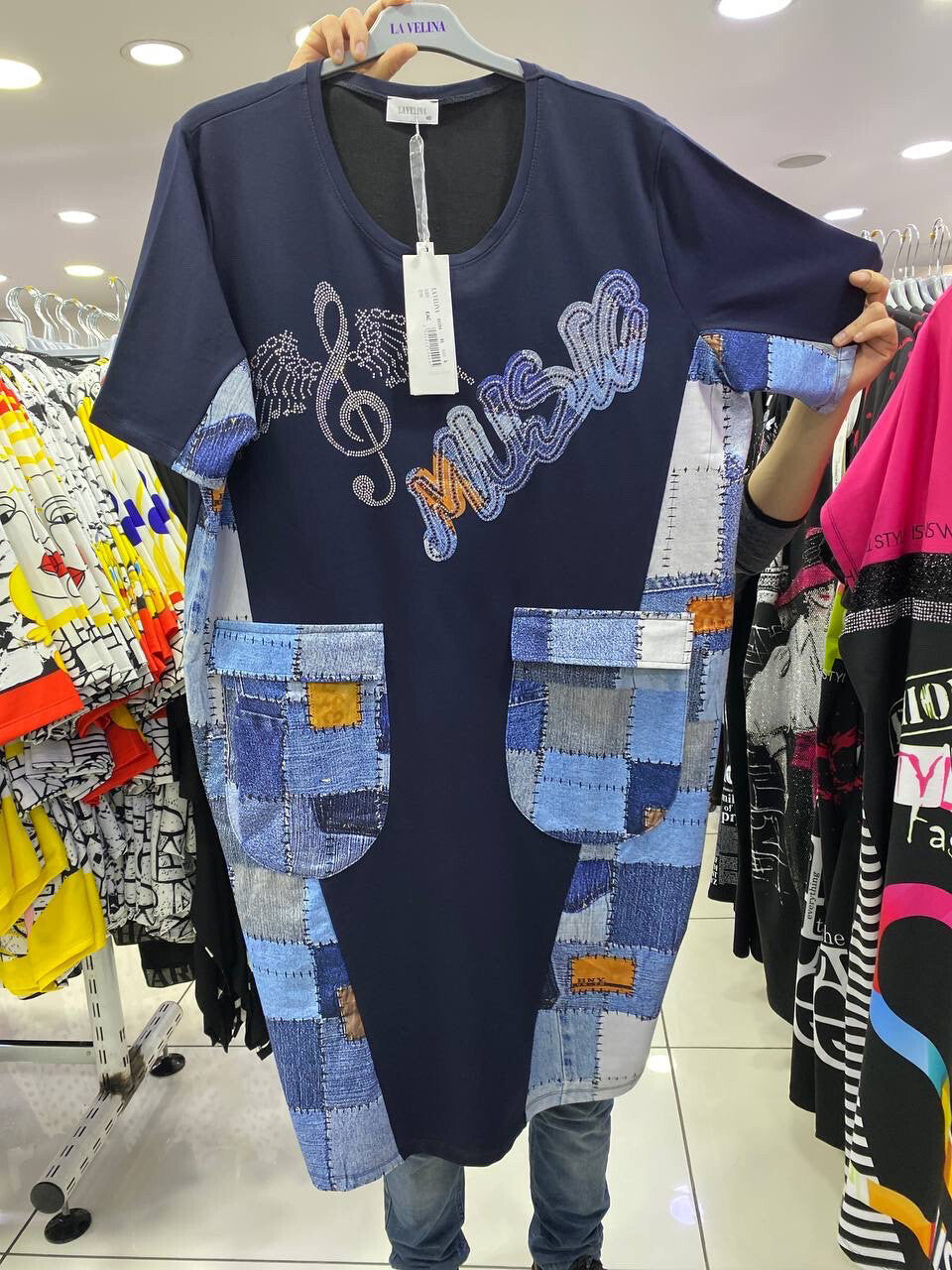 ✨ LaVelina Music Patchwork Dress – Sz 22 / Made in Turkey