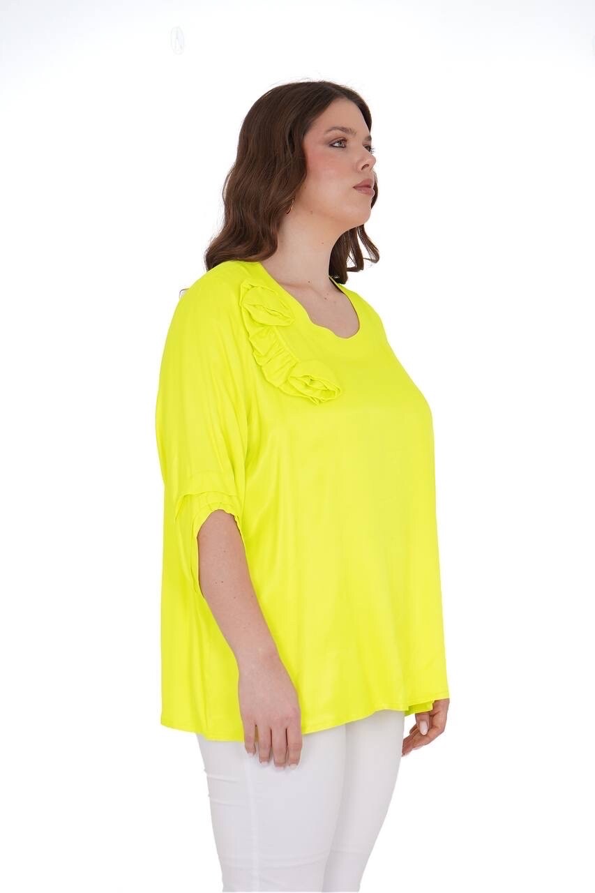 Darkwin Neon Yellow Ruffle Top Sz 20/2 Made In Turkey